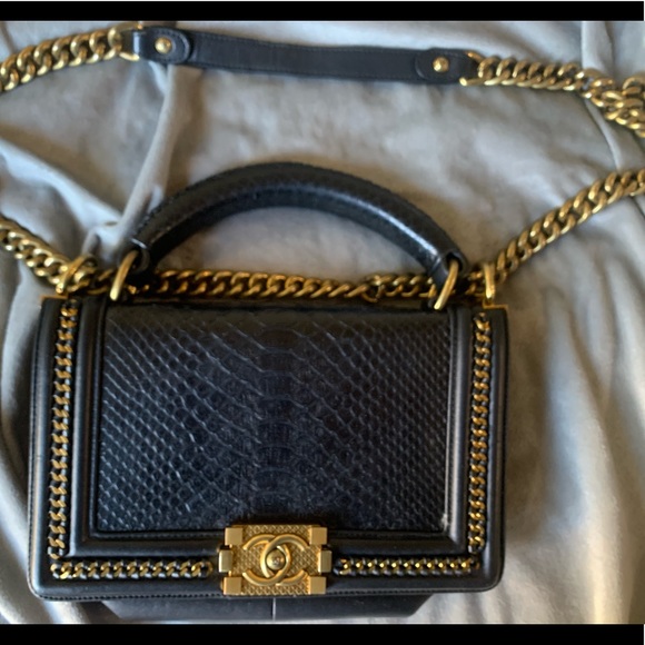 CHANEL Handbags - Chanel python medium boy bag w/ handle
